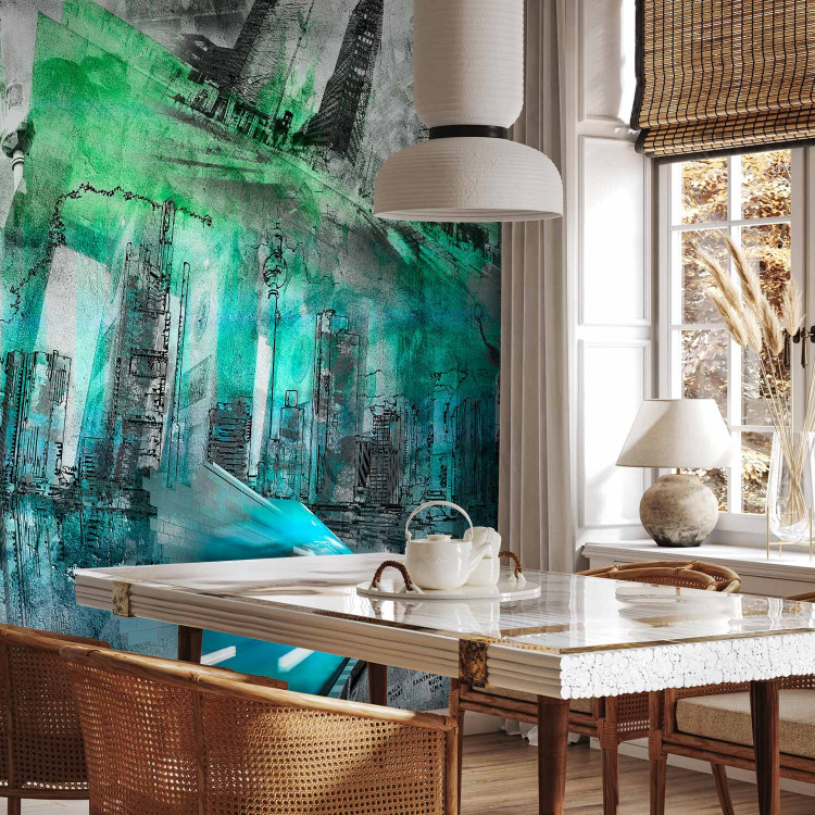 Wall Mural Berlin collage - architecture with blue and green elements 88948 additionalImage 4