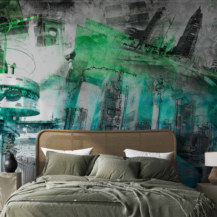 Wall Mural Berlin collage - architecture with blue and green elements 88948 additionalImage 2