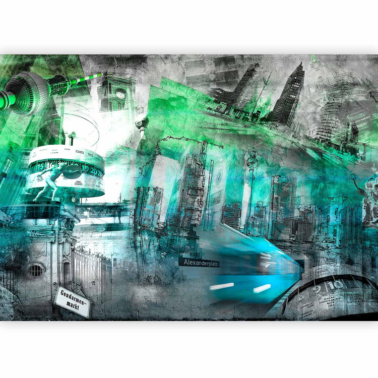 Wall Mural Berlin collage - architecture with blue and green elements 88948 additionalImage 5