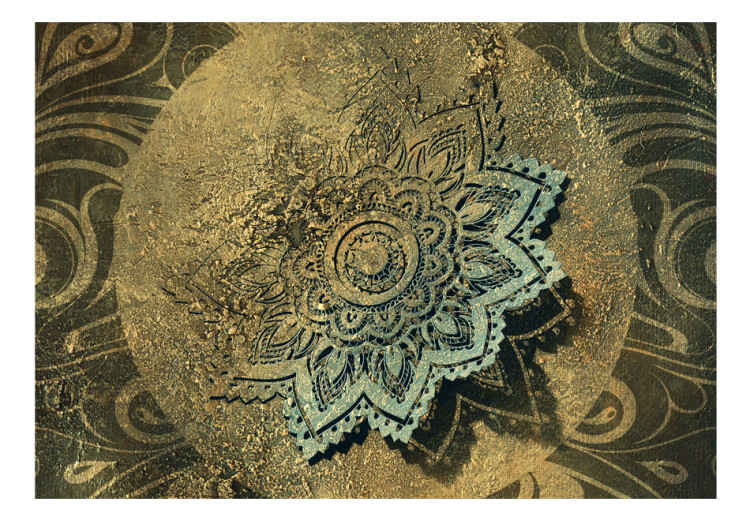 Wall Mural Golden treasure - oriental motif with mandala on black background with golden ornaments 91348 additionalImage 1