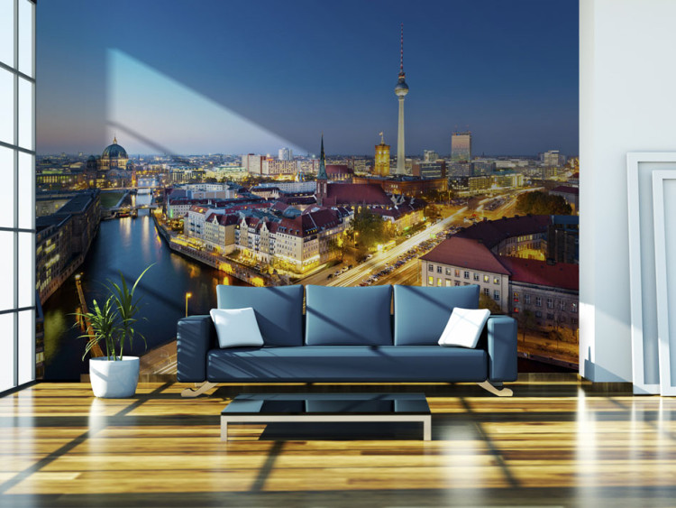 Photo Wallpaper Urban architecture of Berlin - view of the city with the setting sun 97248