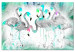Canvas Print Turquoise Flamingos - Gray Birds with Artistic Turquoise Color 98148
