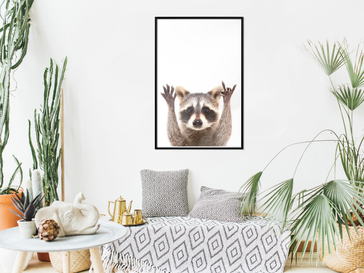 Wall Poster Raccoon - funny animal with paws up on uniformly white background 114958 additionalImage 5