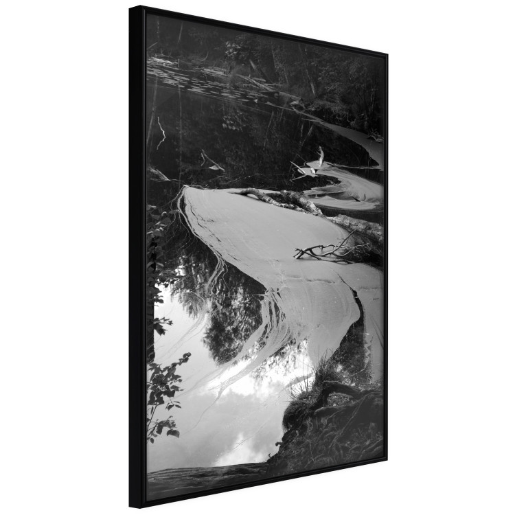 Poster Pond - black and white landscape of a calm lake surface with gray streaks 115058 additionalImage 3
