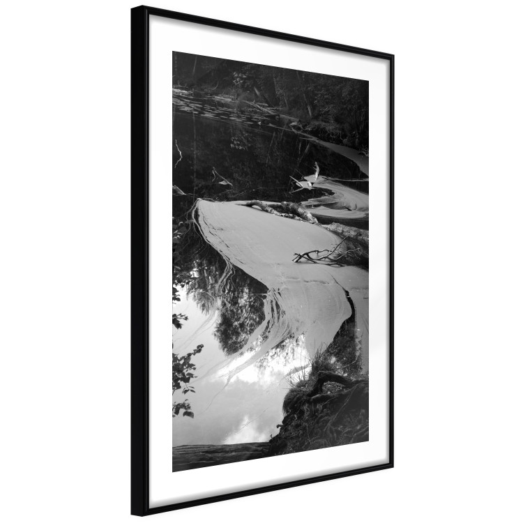 Poster Pond - black and white landscape of a calm lake surface with gray streaks 115058 additionalImage 2
