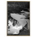 Poster Pond - black and white landscape of a calm lake surface with gray streaks 115058 additionalThumb 16