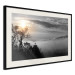 Poster Sunrise - dark landscape of trees against clouds and dense fog 117258 additionalThumb 3