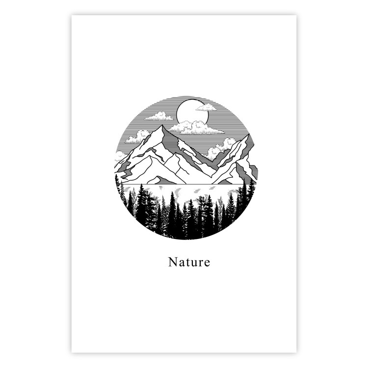 Wall Poster Lost Land - black and white landscape of forest and mountains on white 117558 additionalImage 19