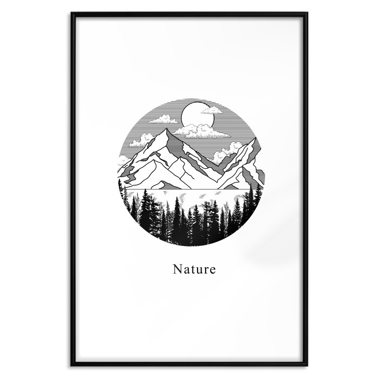 Wall Poster Lost Land - black and white landscape of forest and mountains on white 117558 additionalImage 17