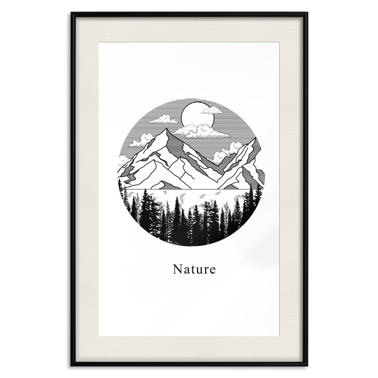 Wall Poster Lost Land - black and white landscape of forest and mountains on white 117558 additionalImage 18