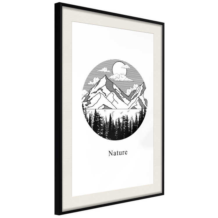 Wall Poster Lost Land - black and white landscape of forest and mountains on white 117558 additionalImage 3