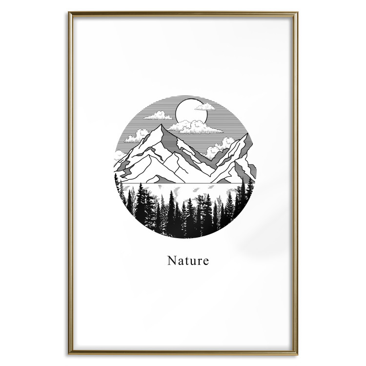 Wall Poster Lost Land - black and white landscape of forest and mountains on white 117558 additionalImage 14