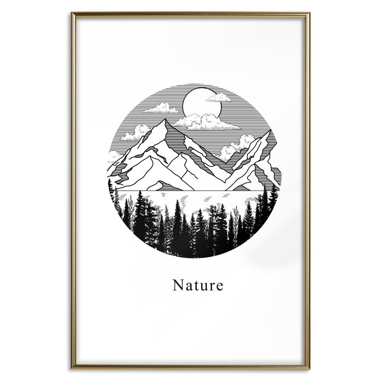 Wall Poster Lost Land - black and white landscape of forest and mountains on white 117558 additionalImage 20
