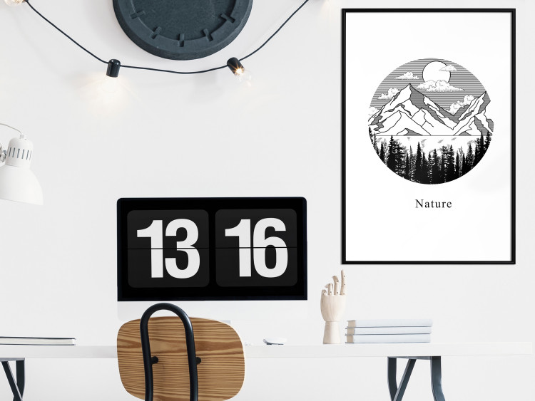 Wall Poster Lost Land - black and white landscape of forest and mountains on white 117558 additionalImage 3
