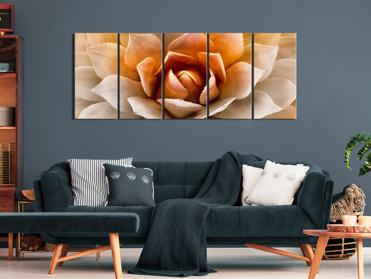 Canvas Print Orange succulent - agave in warm and white shades 117858 additionalImage 3