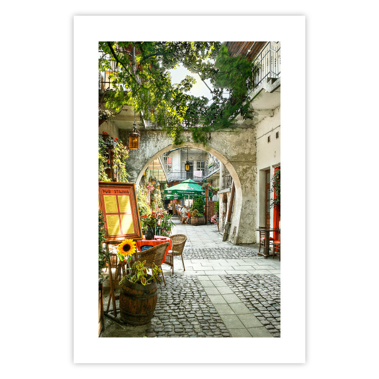 Poster Krakow: Sunny Pub - colorful frame with a charming alley and architecture 118158 additionalImage 25