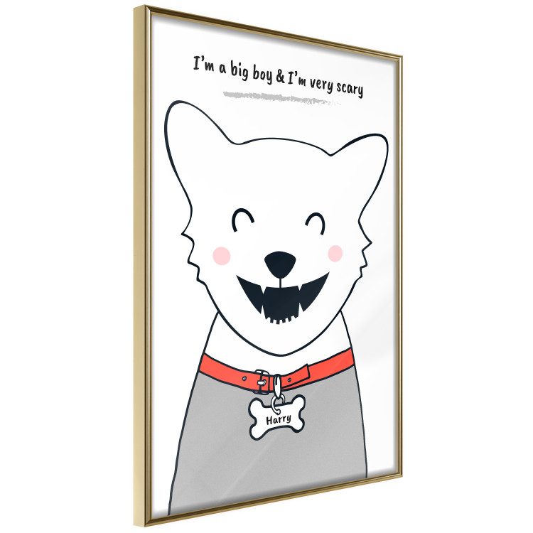 Wall Poster Harry the Dog - funny white animal with a collar and English texts 122758 additionalImage 12