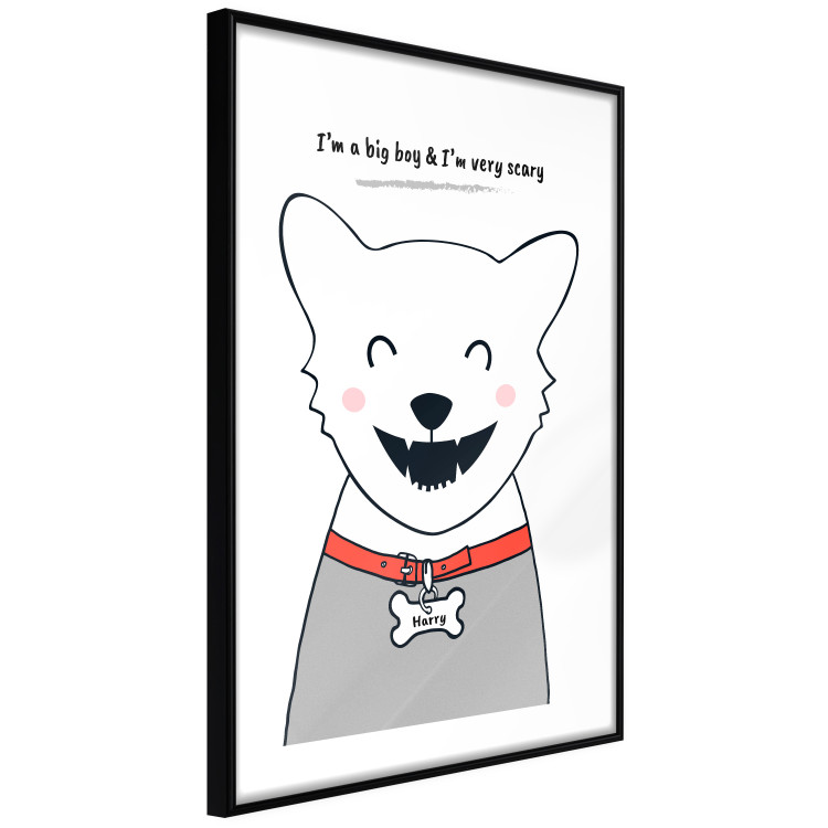 Wall Poster Harry the Dog - funny white animal with a collar and English texts 122758 additionalImage 13