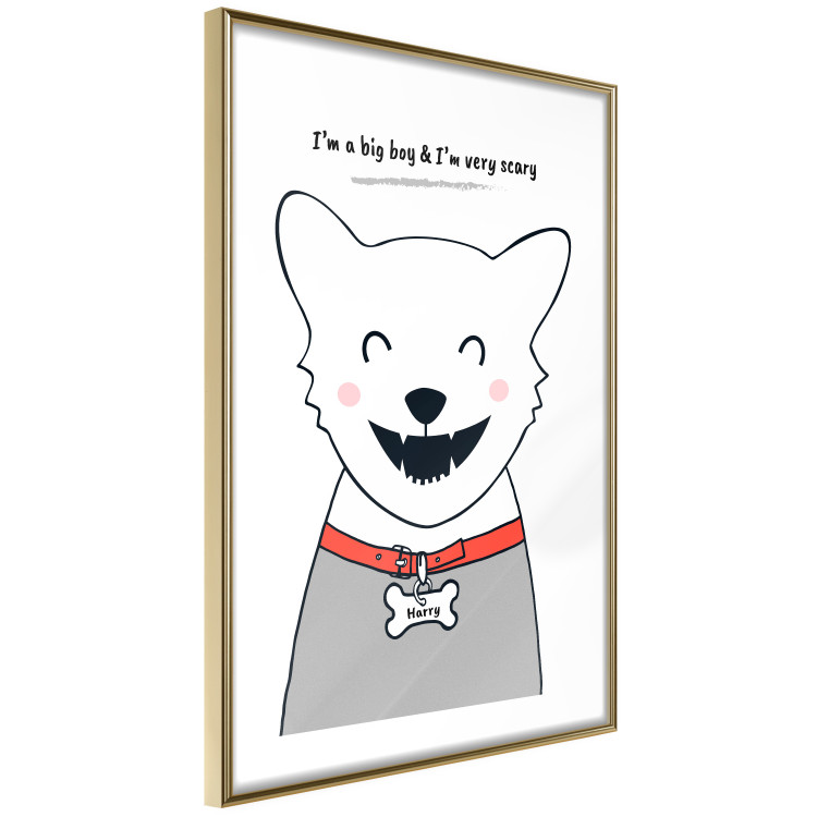 Wall Poster Harry the Dog - funny white animal with a collar and English texts 122758 additionalImage 8