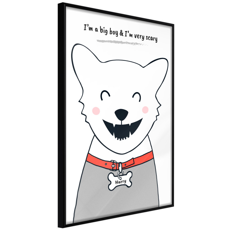 Wall Poster Harry the Dog - funny white animal with a collar and English texts 122758 additionalImage 10
