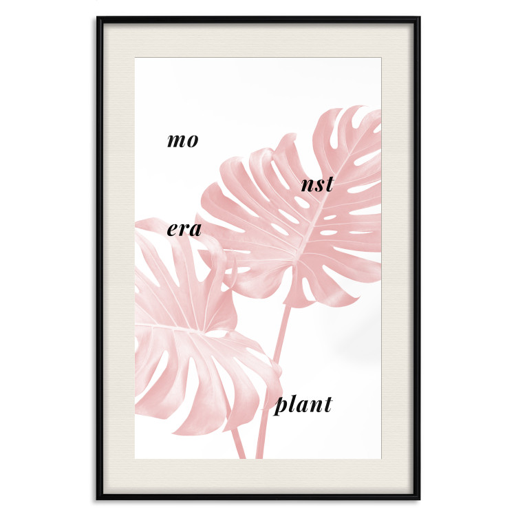 Wall Poster Monstera Plant - tropical leaf with English text on a white background 122958 additionalImage 18