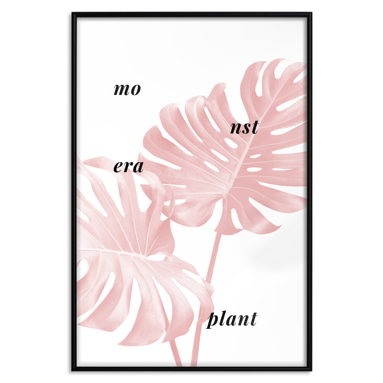 Wall Poster Monstera Plant - tropical leaf with English text on a white background 122958 additionalImage 24