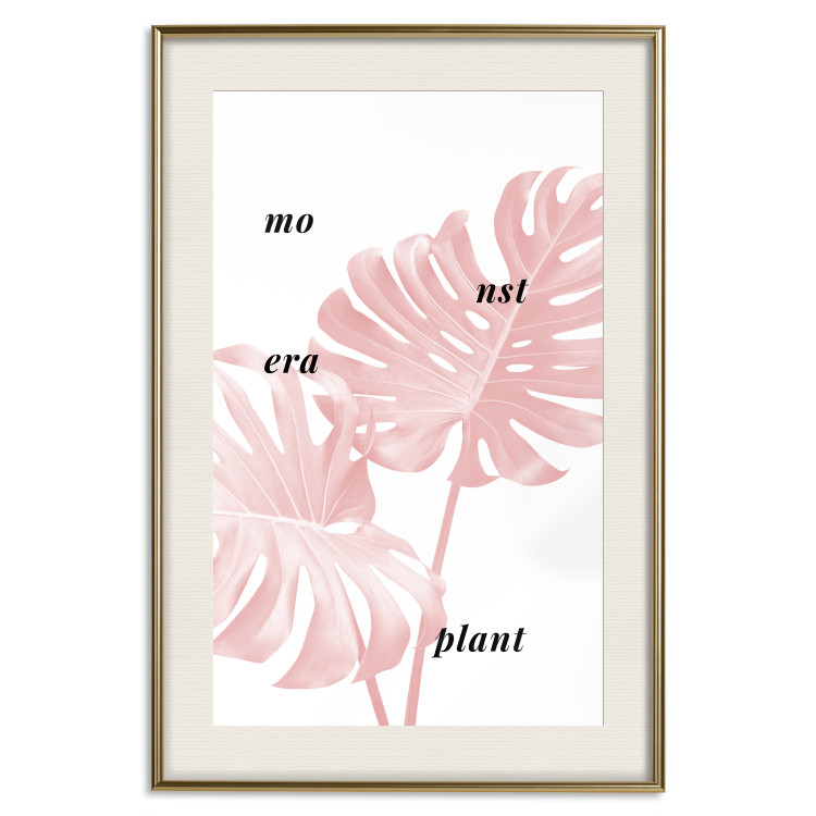 Wall Poster Monstera Plant - tropical leaf with English text on a white background 122958 additionalImage 19