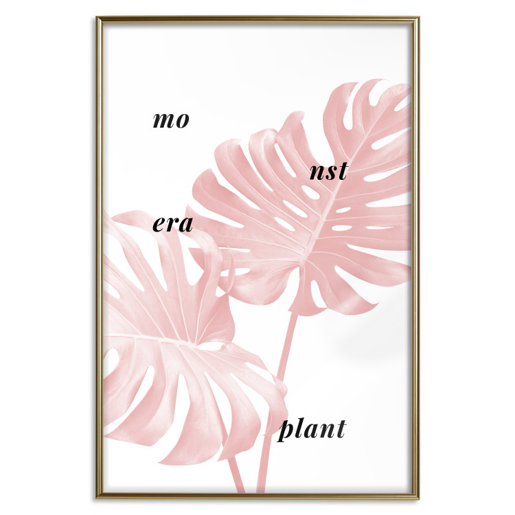 Wall Poster Monstera Plant - tropical leaf with English text on a white background 122958 additionalImage 20