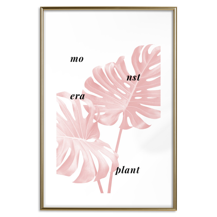 Wall Poster Monstera Plant - tropical leaf with English text on a white background 122958 additionalImage 16