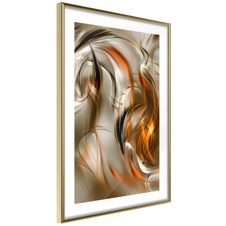 Poster Autumn Wind - abstract golden and silver swirling waves 123858 additionalImage 6