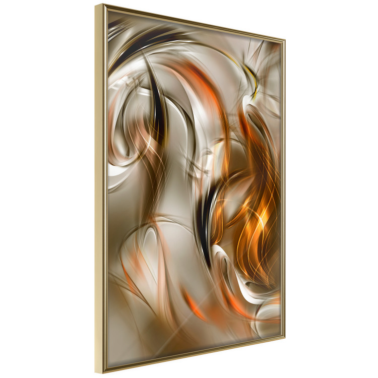 Poster Autumn Wind - abstract golden and silver swirling waves 123858 additionalImage 12