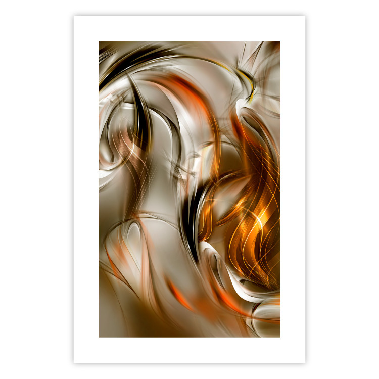 Poster Autumn Wind - abstract golden and silver swirling waves 123858 additionalImage 19