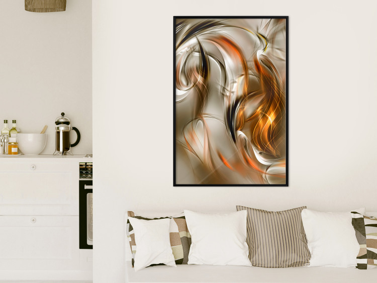 Poster Autumn Wind - abstract golden and silver swirling waves 123858 additionalImage 3
