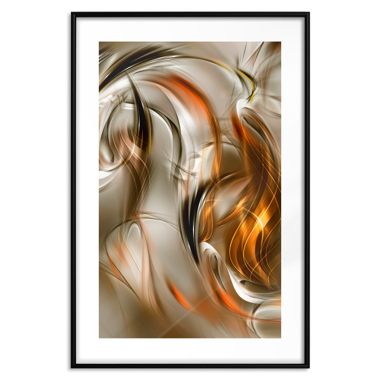 Poster Autumn Wind - abstract golden and silver swirling waves 123858 additionalImage 15