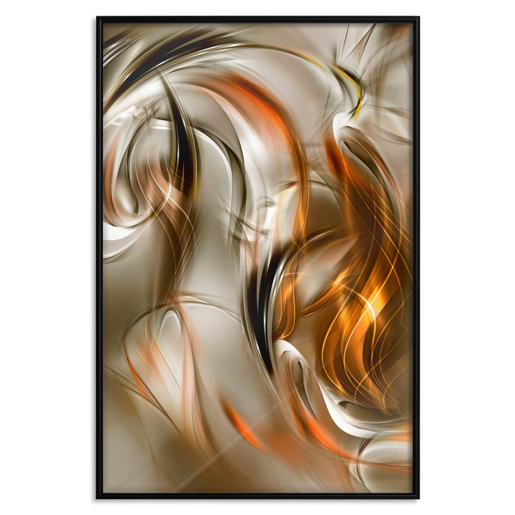 Poster Autumn Wind - abstract golden and silver swirling waves 123858 additionalImage 18