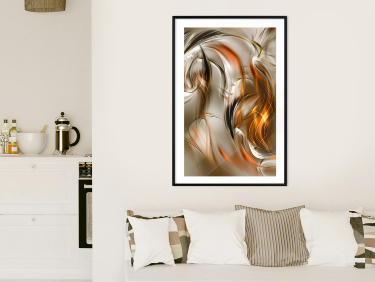 Poster Autumn Wind - abstract golden and silver swirling waves 123858 additionalImage 4