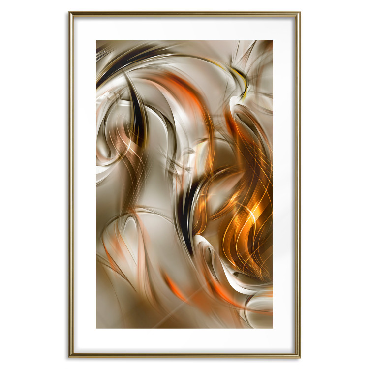 Poster Autumn Wind - abstract golden and silver swirling waves 123858 additionalImage 14