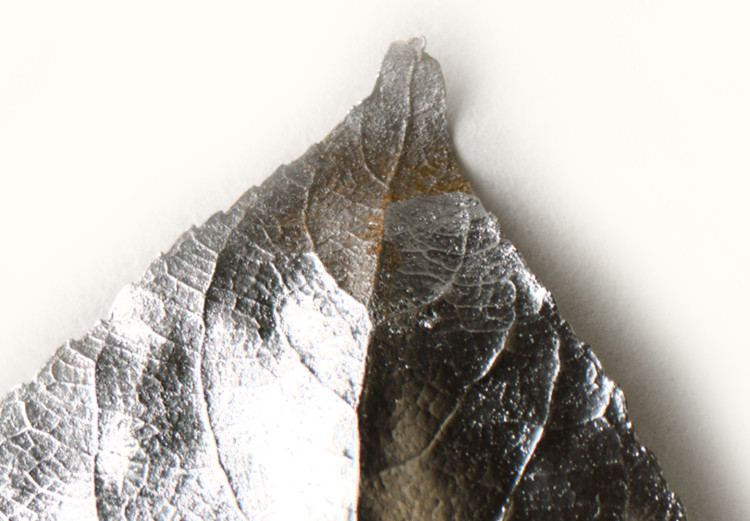Canvas Art Print Leaf in glamor style - silver plant motif on beige background 124958 additionalImage 5