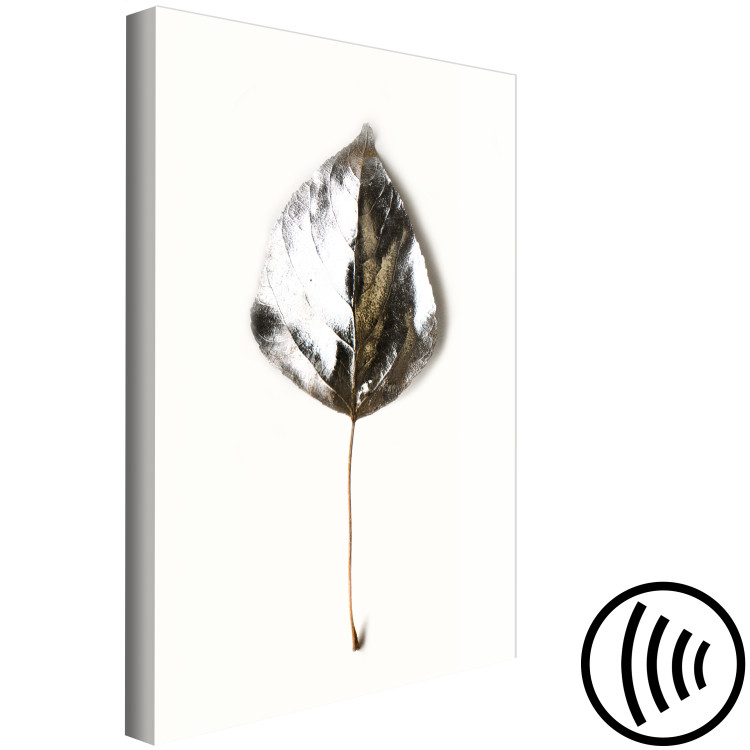 Canvas Art Print Leaf in glamor style - silver plant motif on beige background 124958 additionalImage 6