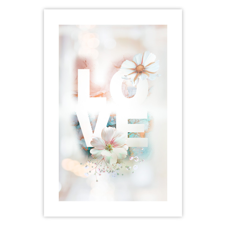 Wall Poster Colorful Love - English text with flowers on a blurred background 125258 additionalImage 19