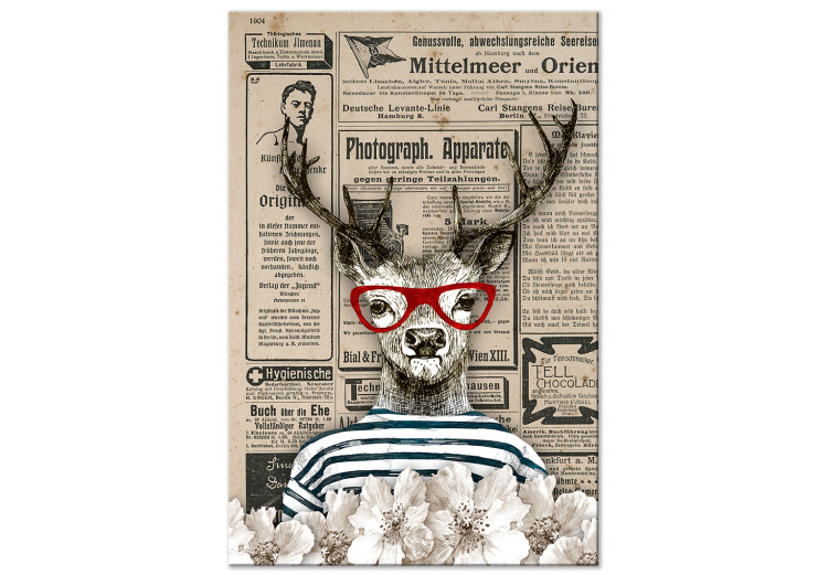 Canvas Sailor Stag (1-part) vertical - abstract deer with glasses 129158