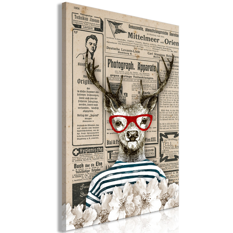 Canvas Sailor Stag (1-part) vertical - abstract deer with glasses 129158 additionalImage 2