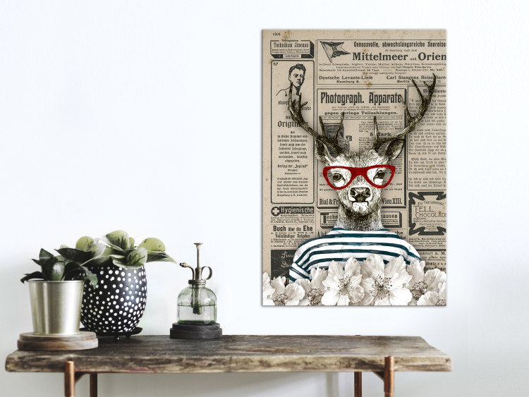 Canvas Sailor Stag (1-part) vertical - abstract deer with glasses 129158 additionalImage 3