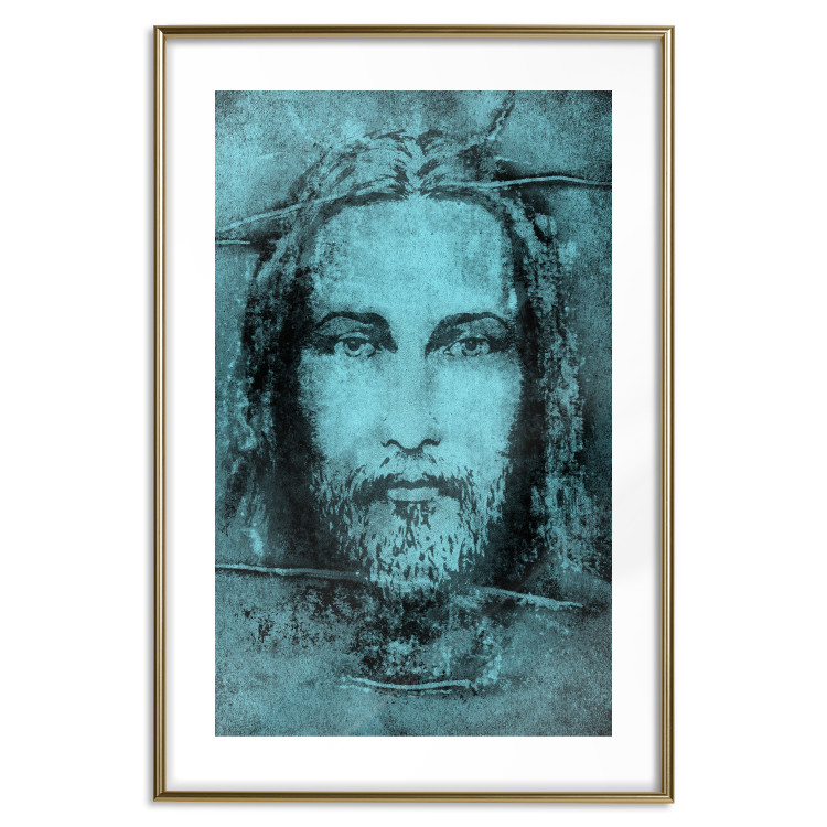 Wall Poster Turin Shroud in Turquoise - sacred composition with a portrait of Jesus 129358 additionalImage 14