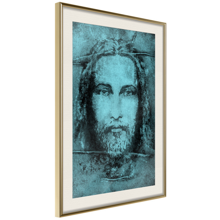 Wall Poster Turin Shroud in Turquoise - sacred composition with a portrait of Jesus 129358 additionalImage 3
