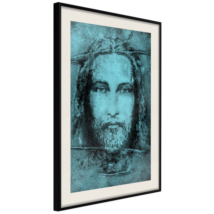 Wall Poster Turin Shroud in Turquoise - sacred composition with a portrait of Jesus 129358 additionalImage 2