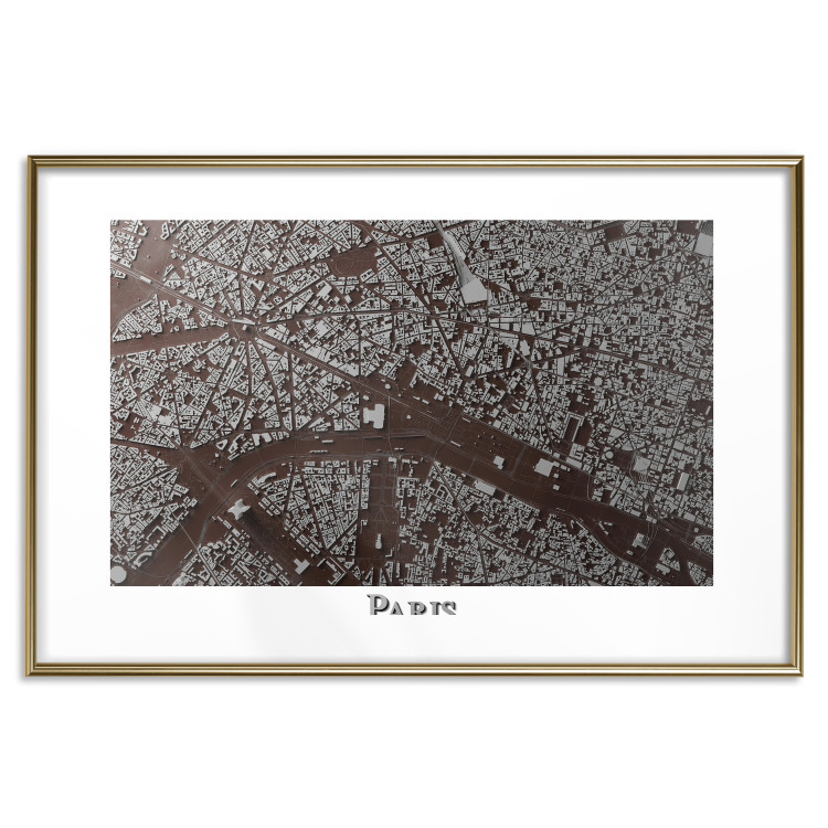 Poster Brown Map of Paris - city map and English text on a white background 130758 additionalImage 14