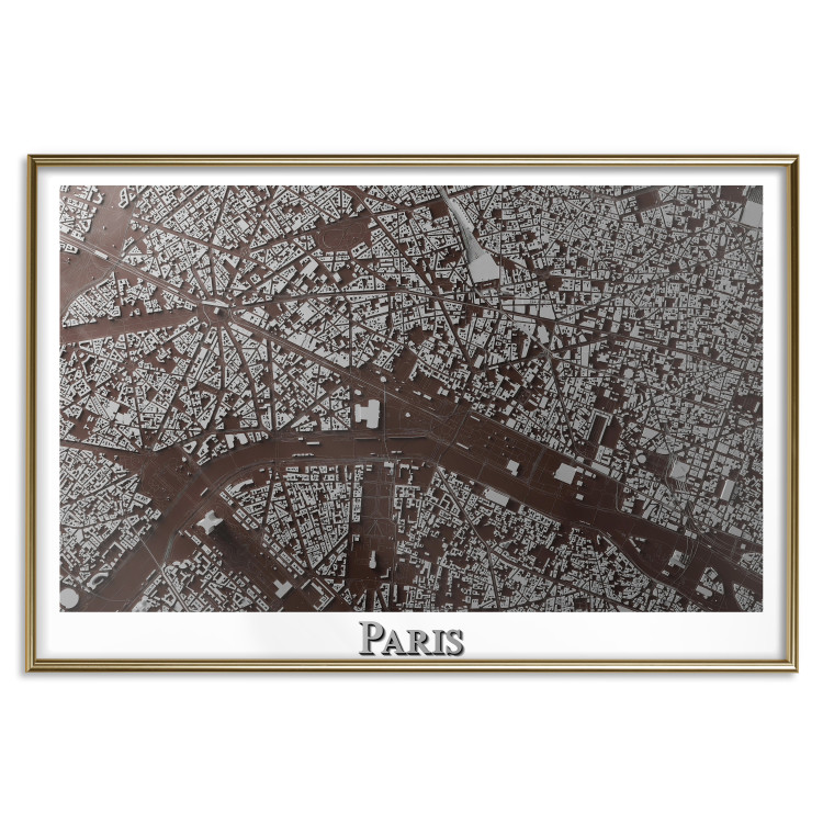 Poster Brown Map of Paris - city map and English text on a white background 130758 additionalImage 17