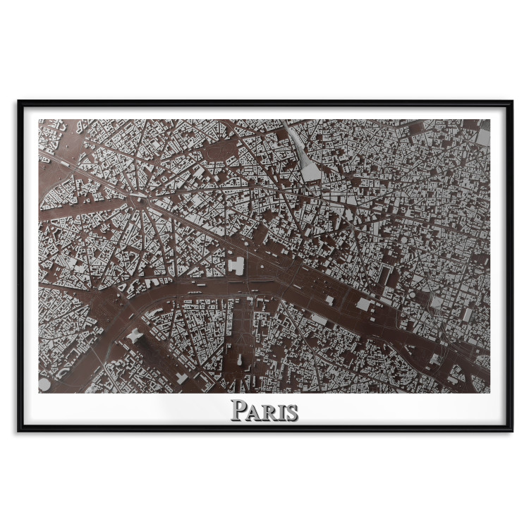 Poster Brown Map of Paris - city map and English text on a white background 130758 additionalImage 15