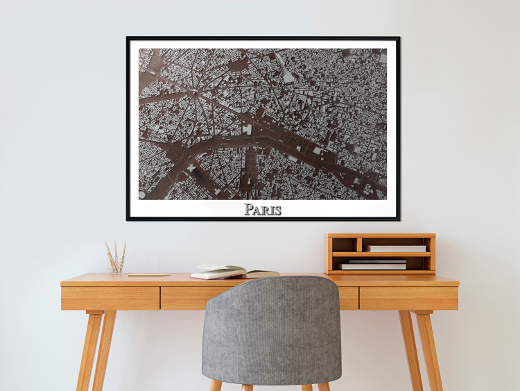 Poster Brown Map of Paris - city map and English text on a white background 130758 additionalImage 4